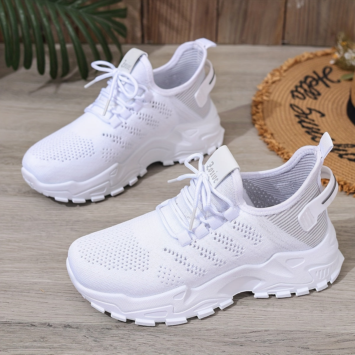 Женские дышащие сетчатые кроссовки повседневные легкие беговые обувь белые низкие