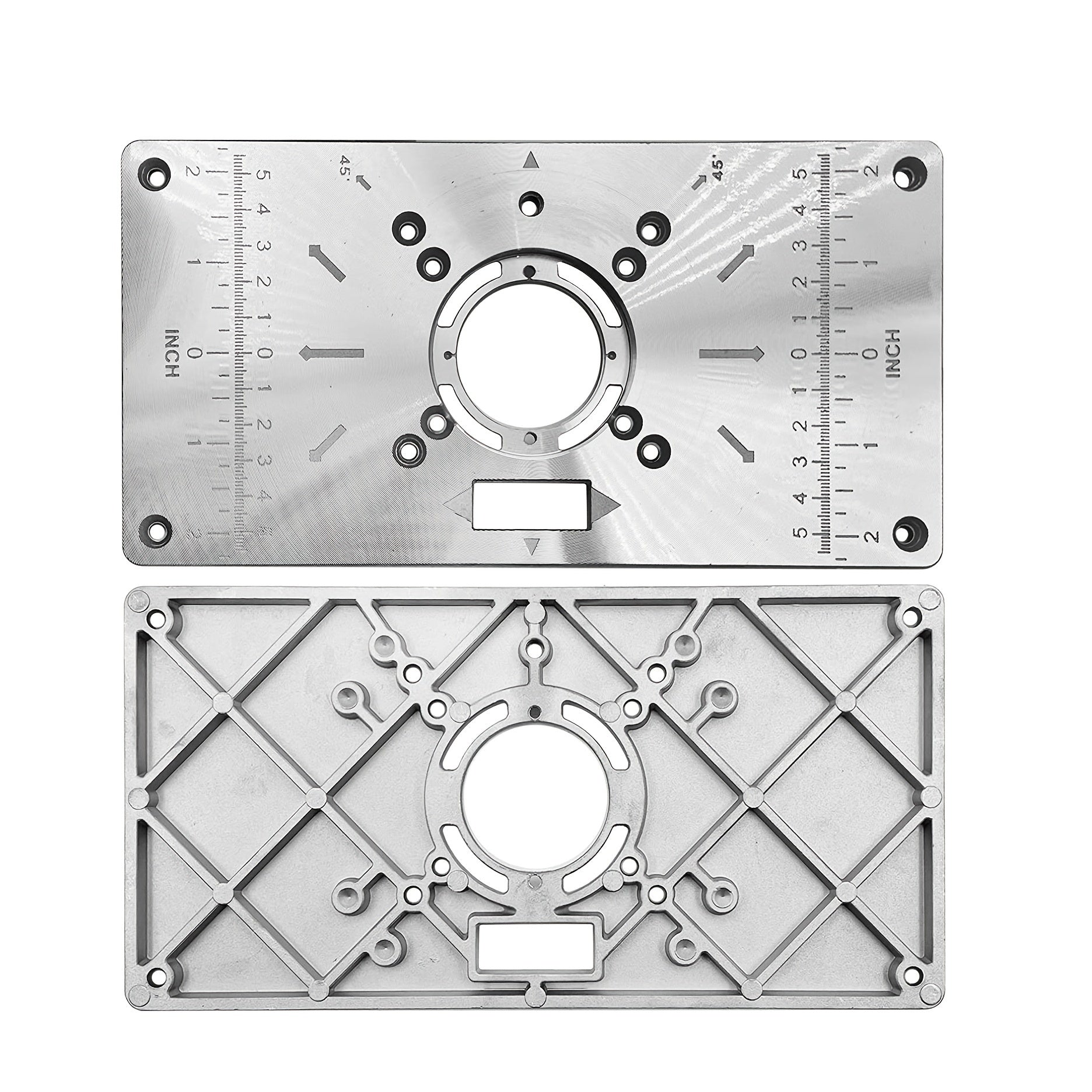 Aluminum Router Table Insert Plate for Woodworking Benches with 4 Rings
