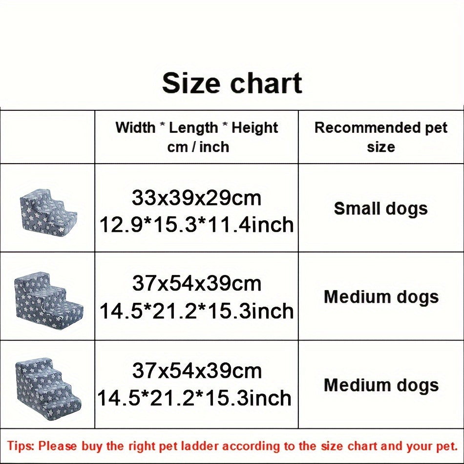 Small Medium Dog Stairs Non-Slip Sponge Removable Cartoon 3 or 4 Steps
