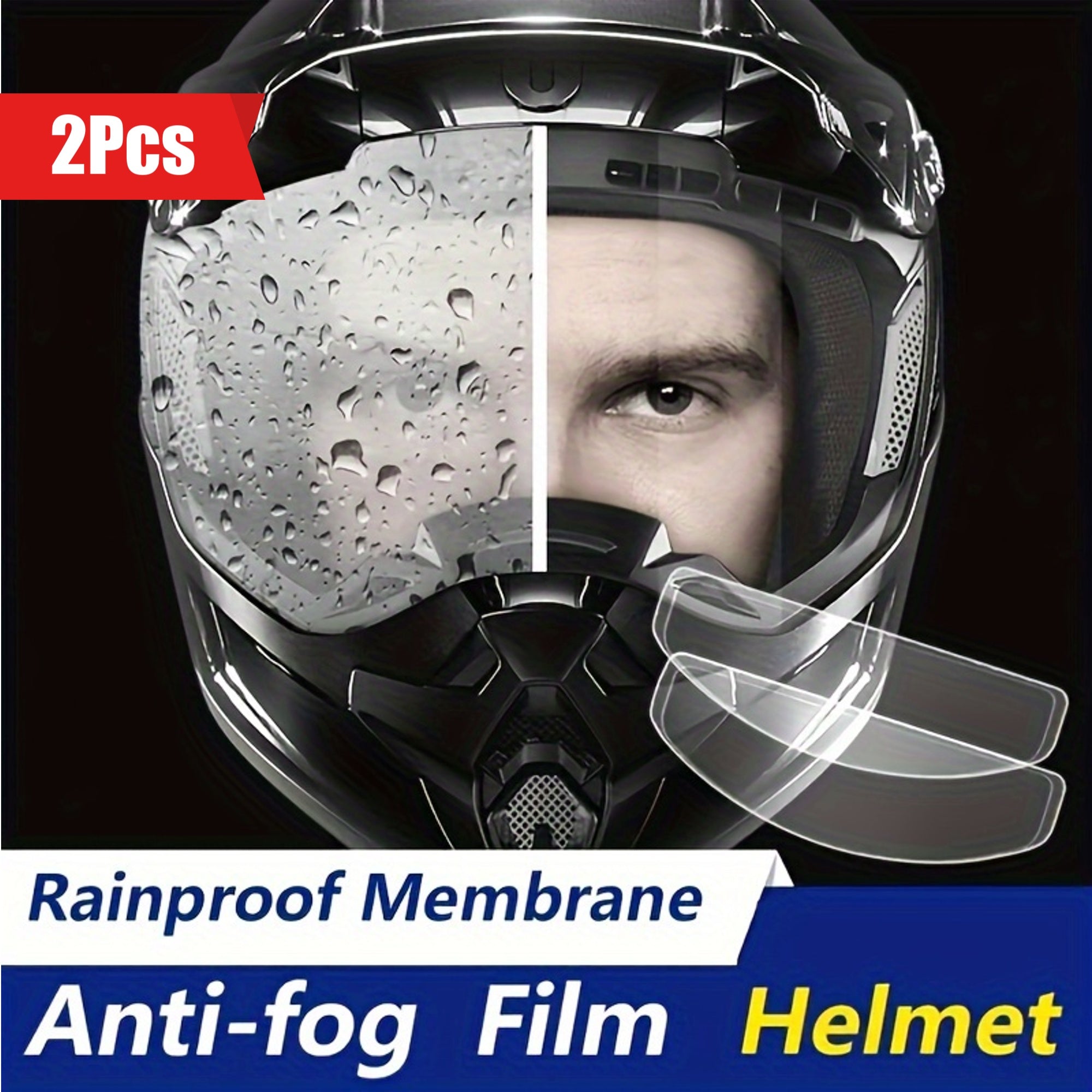 Adult Motorcycle Helmet Anti-Fog Rainproof Film 2pcs Durable Nano-Coating