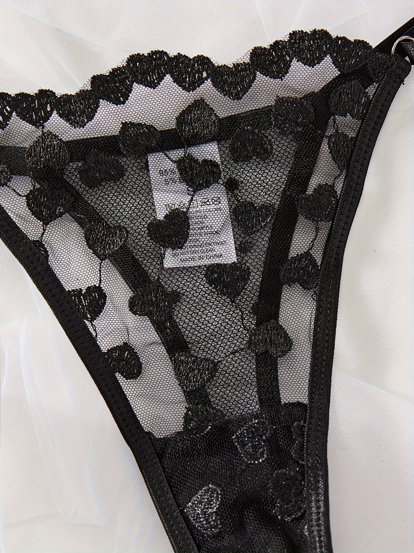 Women's Embroidered Mesh Lace Bralette Set Solid Color Knit Fabric Adjustable Straps Non-Slip Back Comfortable Fit