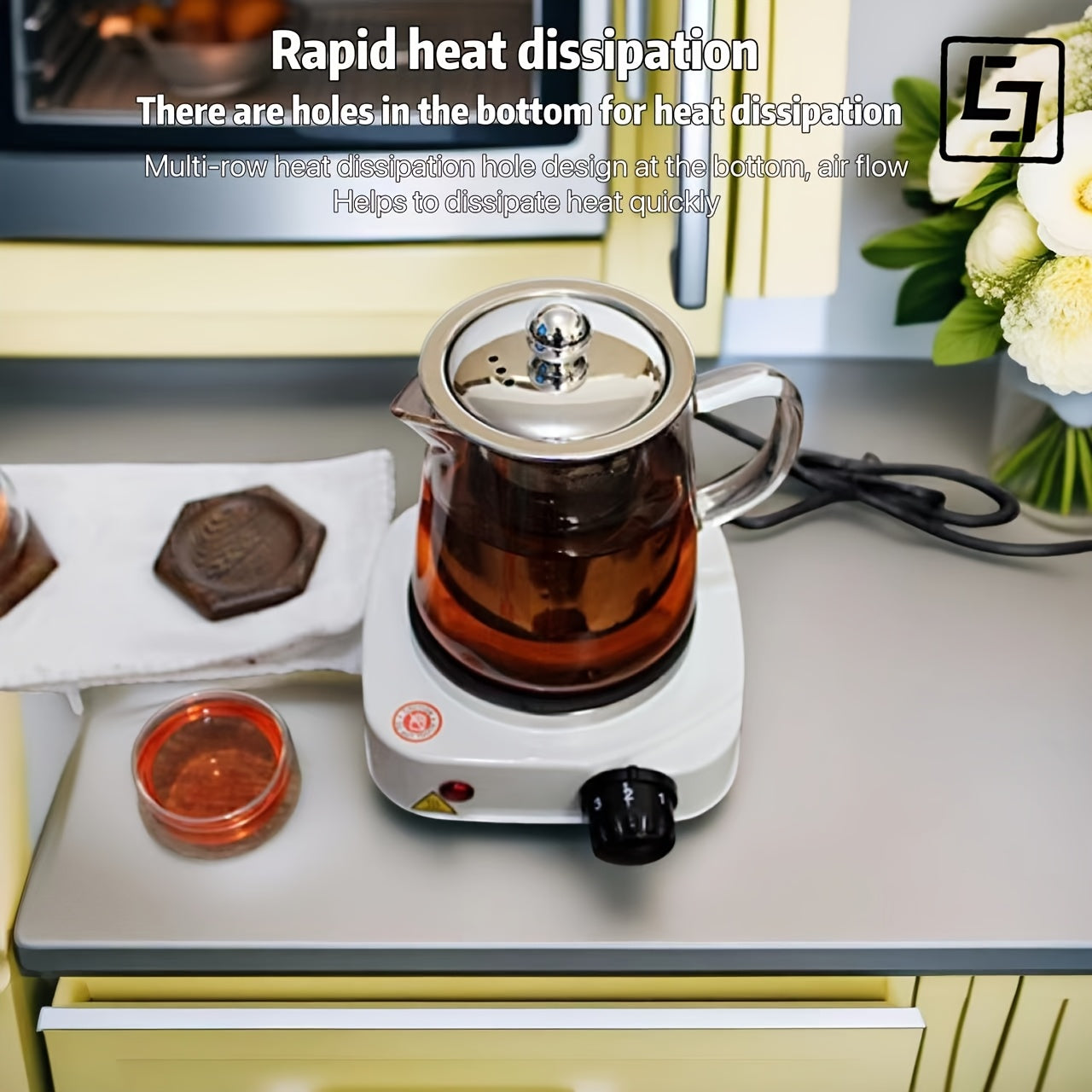 Портативный электрический нагревательный коврик с 5 уровнями мощности, чугунная плита, экономичный дизайн для кофе, чая, мока, компактный 220-240В