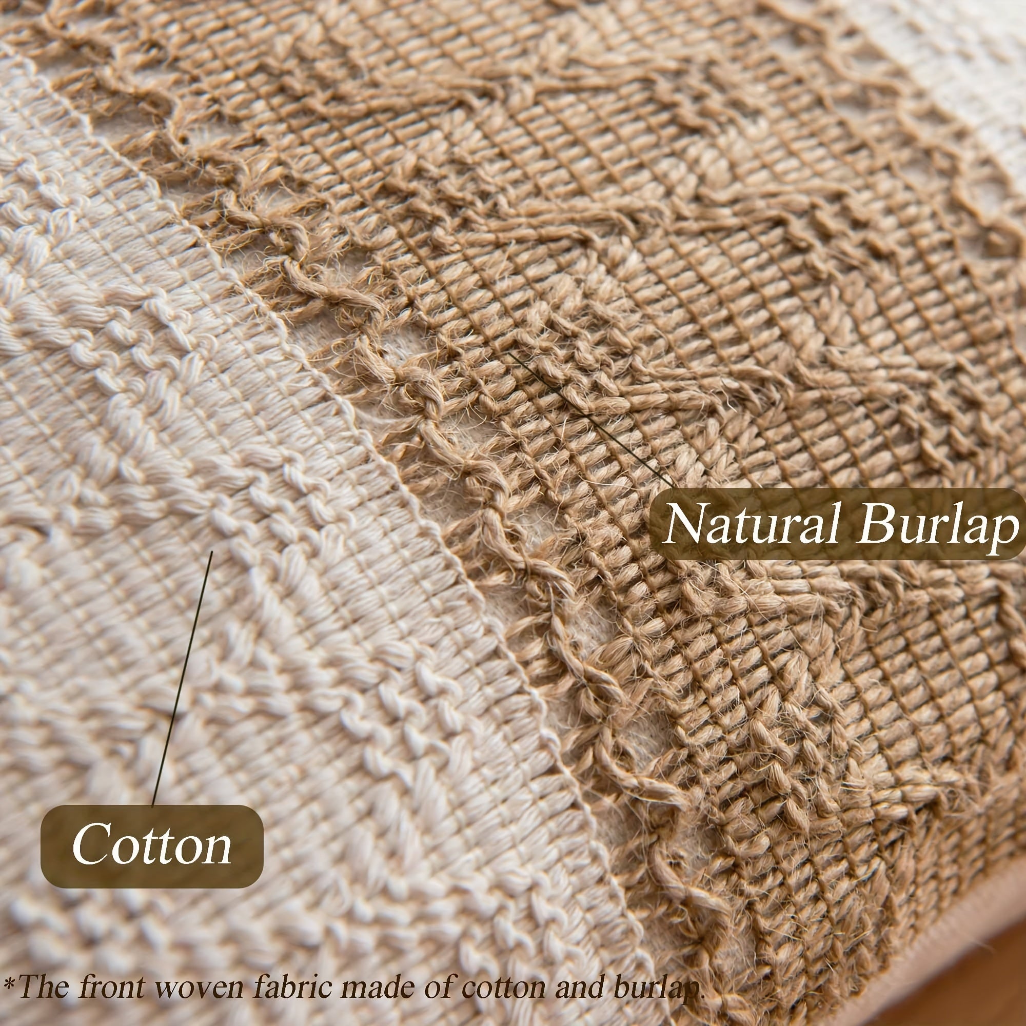 1 шт. Чехол для подушки в стиле фермерского дома с кисточками, из хлопкового мешковины, нейтральный декор для дивана или софы, гостиной или патио. Натуральный бежевый цвет с одним полосатым дизайном, подушка не включена.