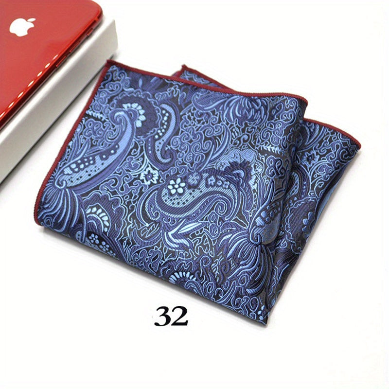Pañuelo de bolsillo de jacquard paisley para hombre, patrón de anacardo, accesorio elegante