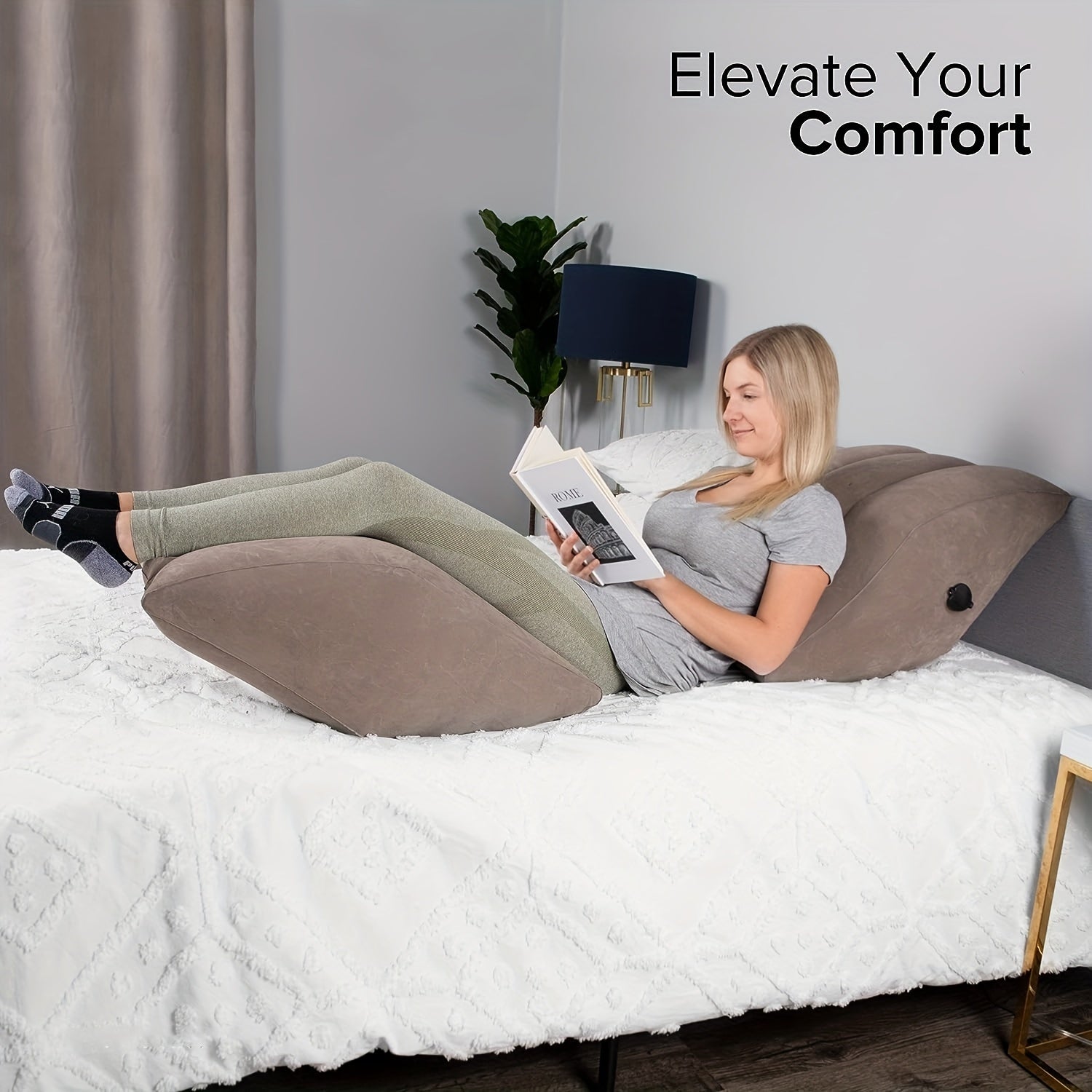 Inflatable Leg Elevation Pillow with Storage Bag for Blood Circulation and Injury Recovery