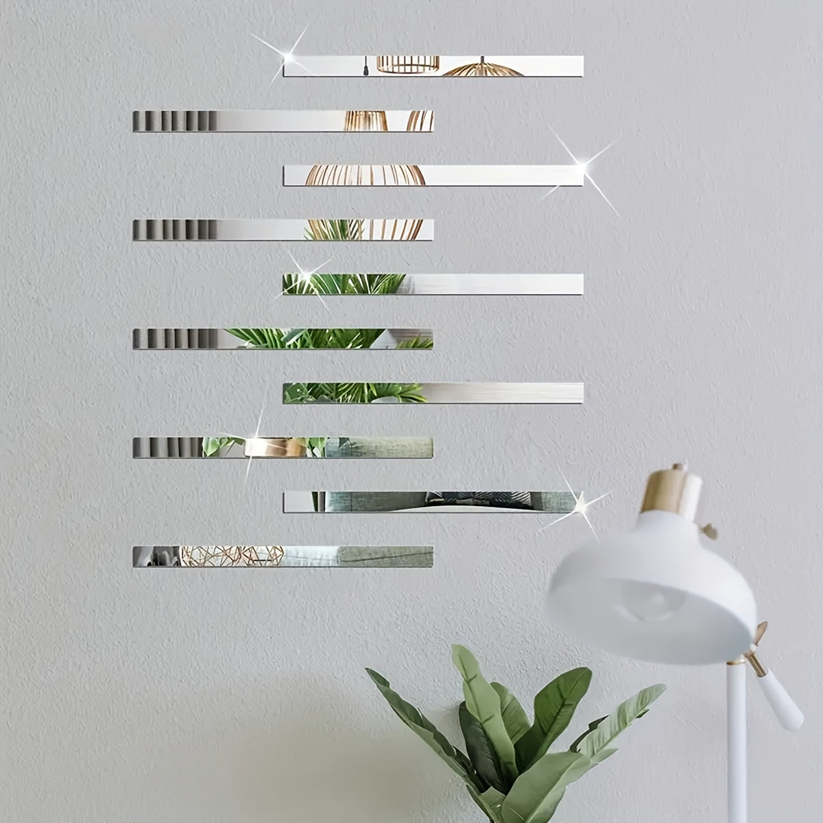 10 серебристых зеркальных декоративных полос самоклеящаяся настенная живопись для домашнего декора