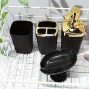 4-Piece Bathroom Accessory Set Lotion Dispenser Toothbrush Holder Mouthwash Cup Soap Dish