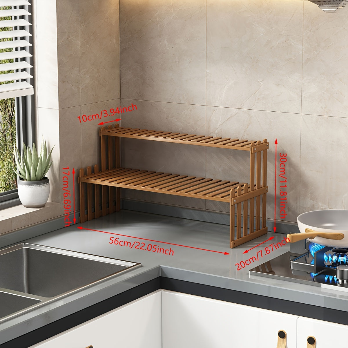 Открытая угловая полка для хранения из бамбука, двухслойная, в повседневном стиле, напольная кухонная органайзерная стойка, не требует подключения к электричеству, компактная конструкция, передвижная, высота 220.