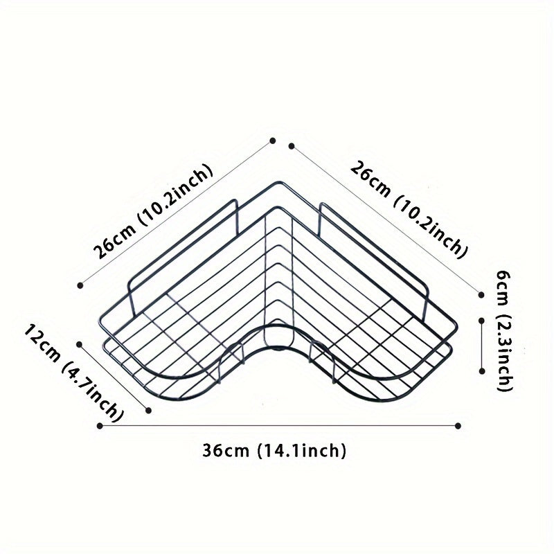 Black Wall-Mounted Bathroom Storage Rack with Hooks and Adhesive