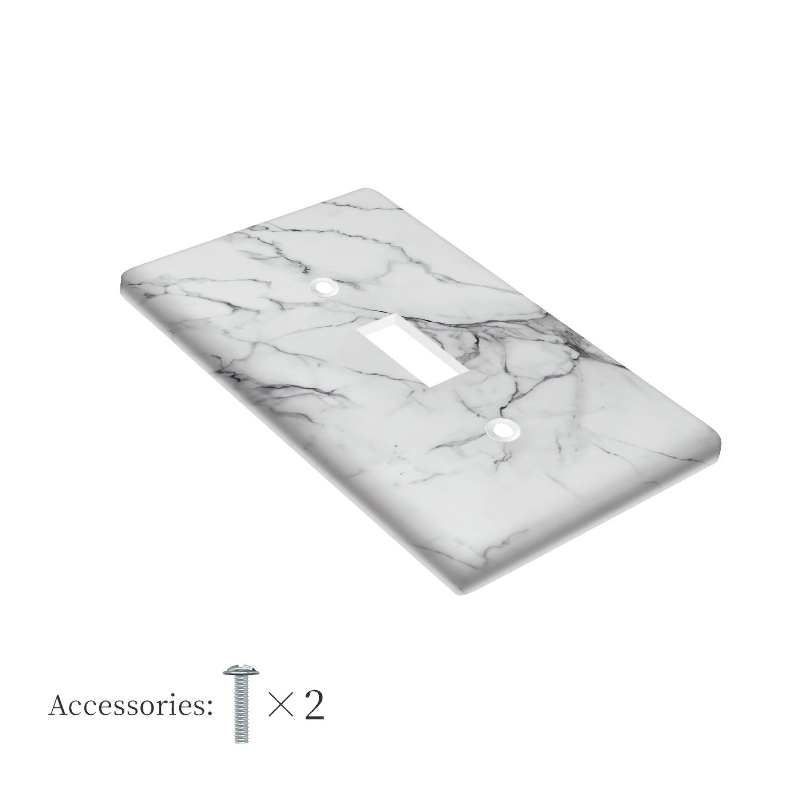 Marble Effect Wall Plate Cover White Gray Single Double Gang Home Decor Pack of 1