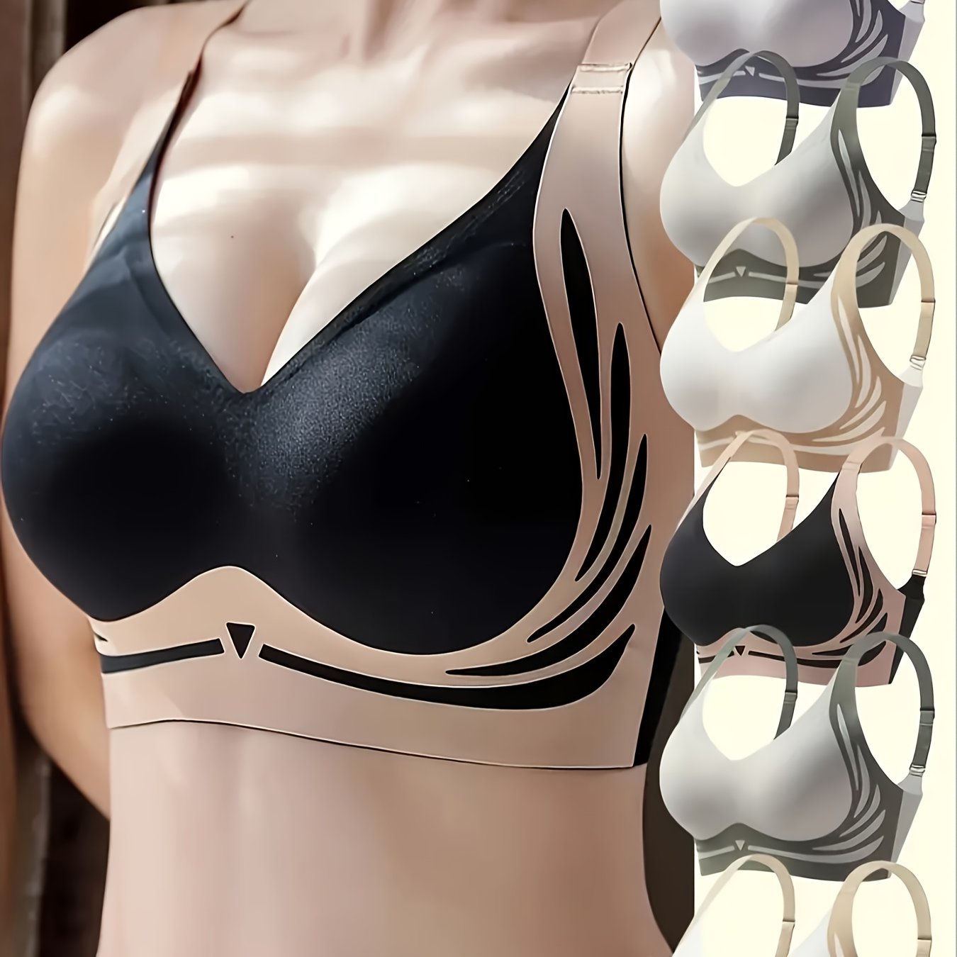 Women Seamless High Support Sports Bras V-Neck Non-Slip Breathable Pack of 6