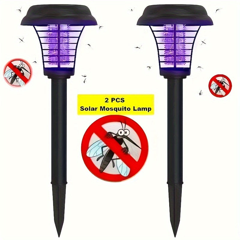 2-to'plam Quyosh energiyali chivin o'ldiruvchi lampalar UV hasharotlarga qarshi lampalar bog' uchun