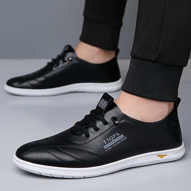 Men's Casual Sneakers Low Top Solid Color Microfiber Synthetic Leather Rubber Sole