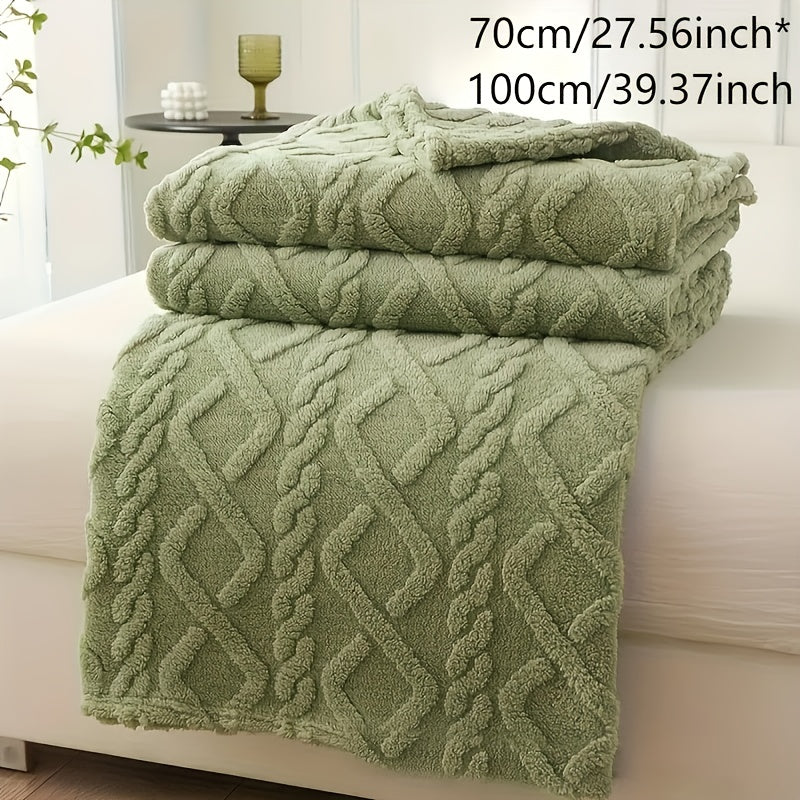 Coral Fleece Throw Blanket with 3D Geometric Design Soft Warm Couch Bed Travel