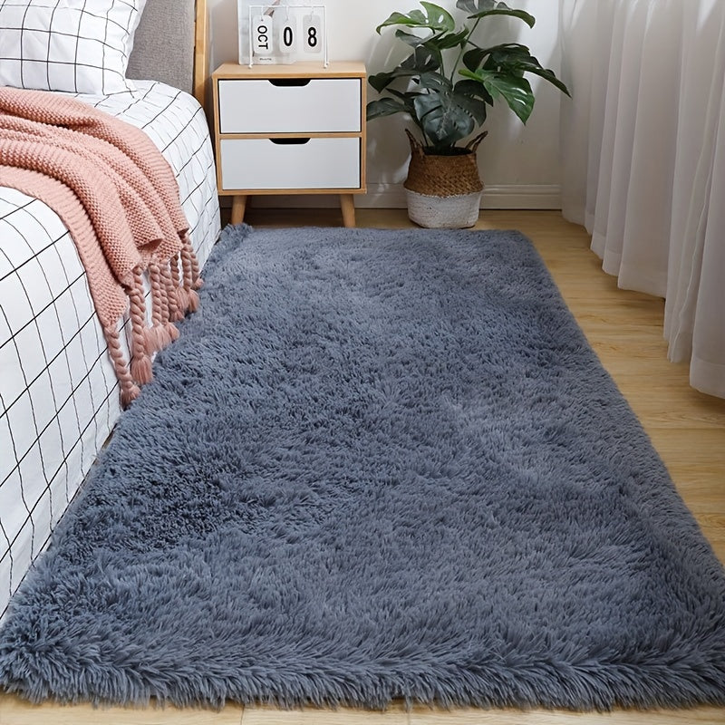 Alfombra de felpa ultra suave para cama, de pelo sintético y estilo shaggy, alfombra de dormitorio de 80x160 cm