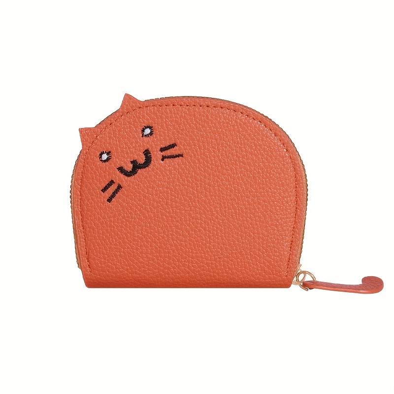 Cat-Shaped Casual Wallet for Women Synthetic Material Card Slots Zipper Closure