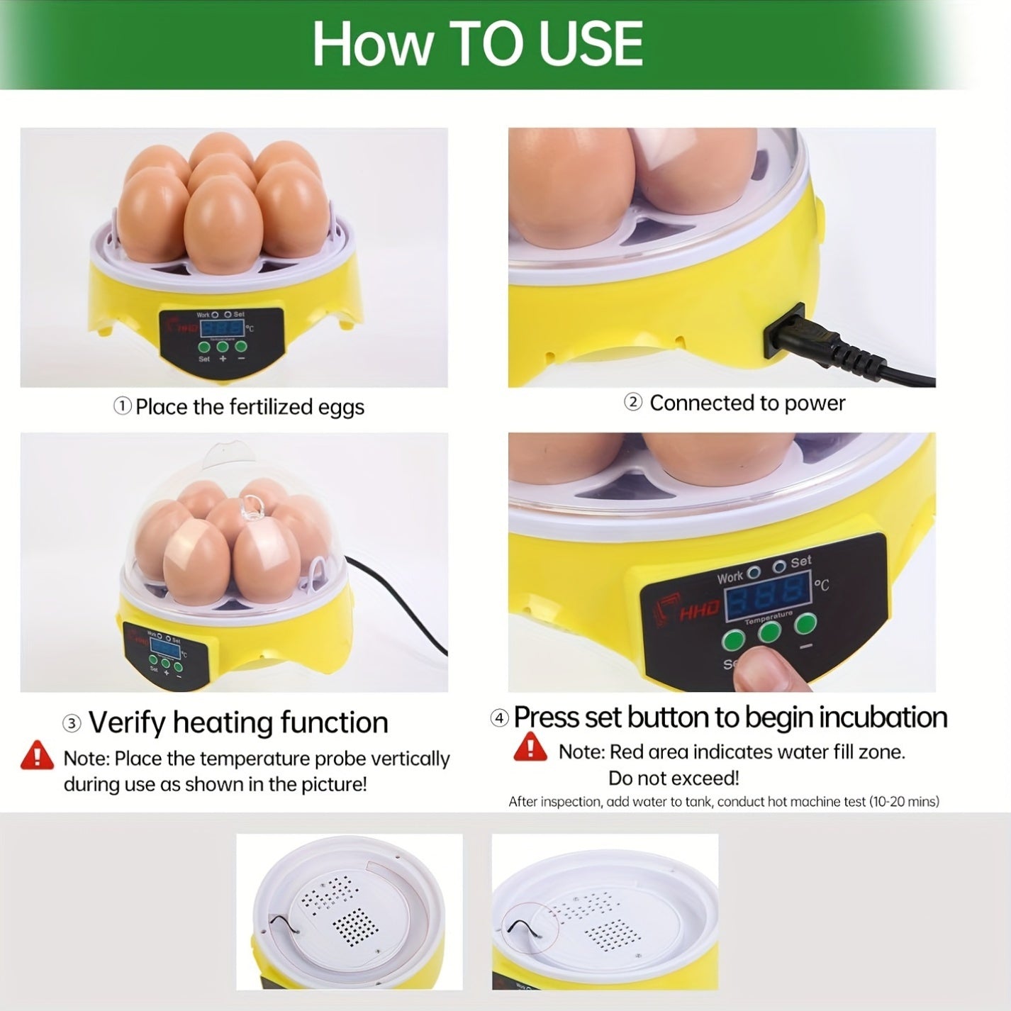 7-Piece Automatic Temperature Control Incubator 110V 220V European Plug