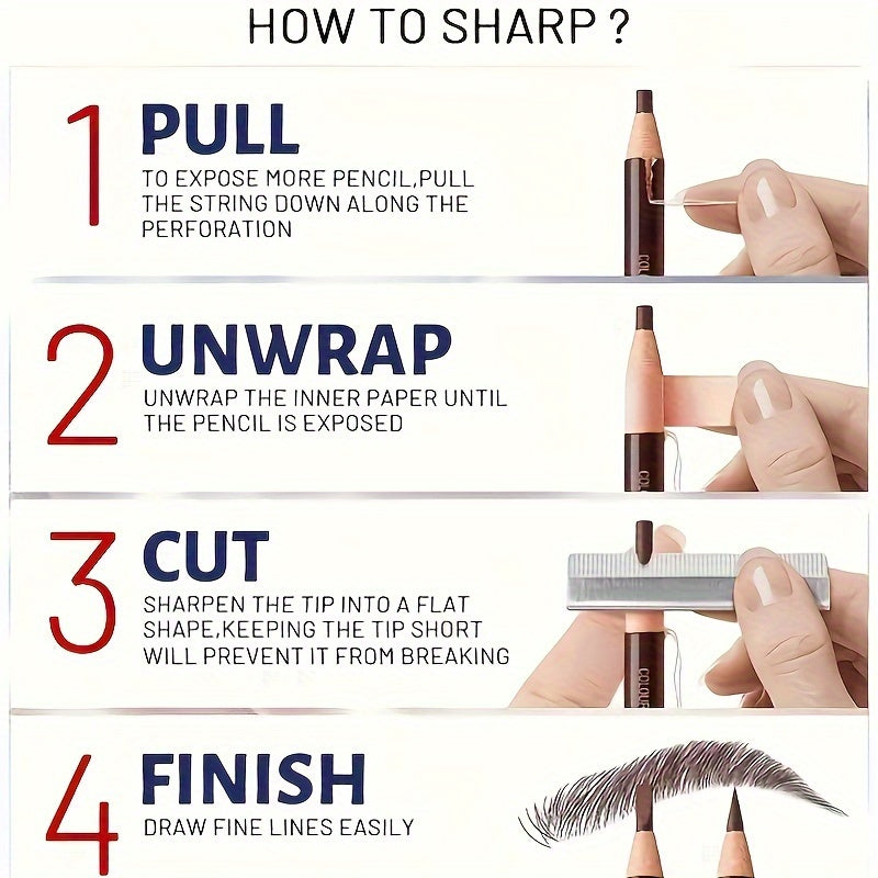 Lápiz de cejas para mujer resistente al agua, bolígrafo de cejas duro para dar forma y contornear