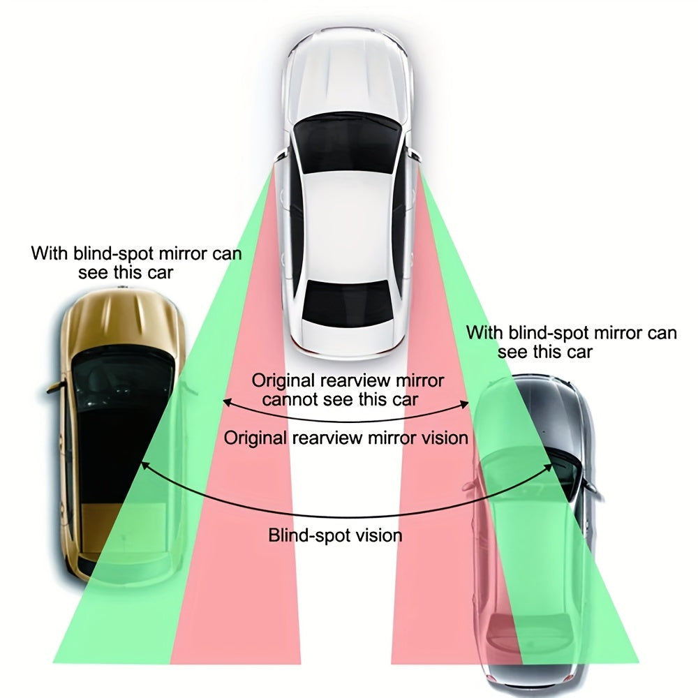 2 Packs Car Side Blind Zone Rearview Mirrors Adjustable Wide-Angle Parking Mirrors