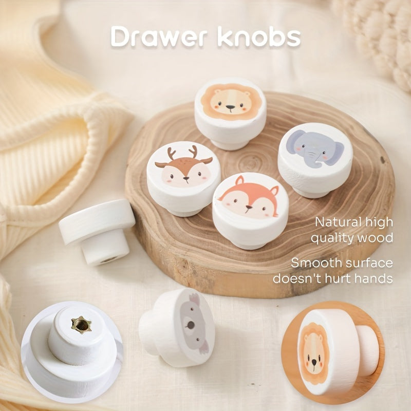 Children's Rainbow Animal Wooden Furniture Knob for Drawers Wardrobes