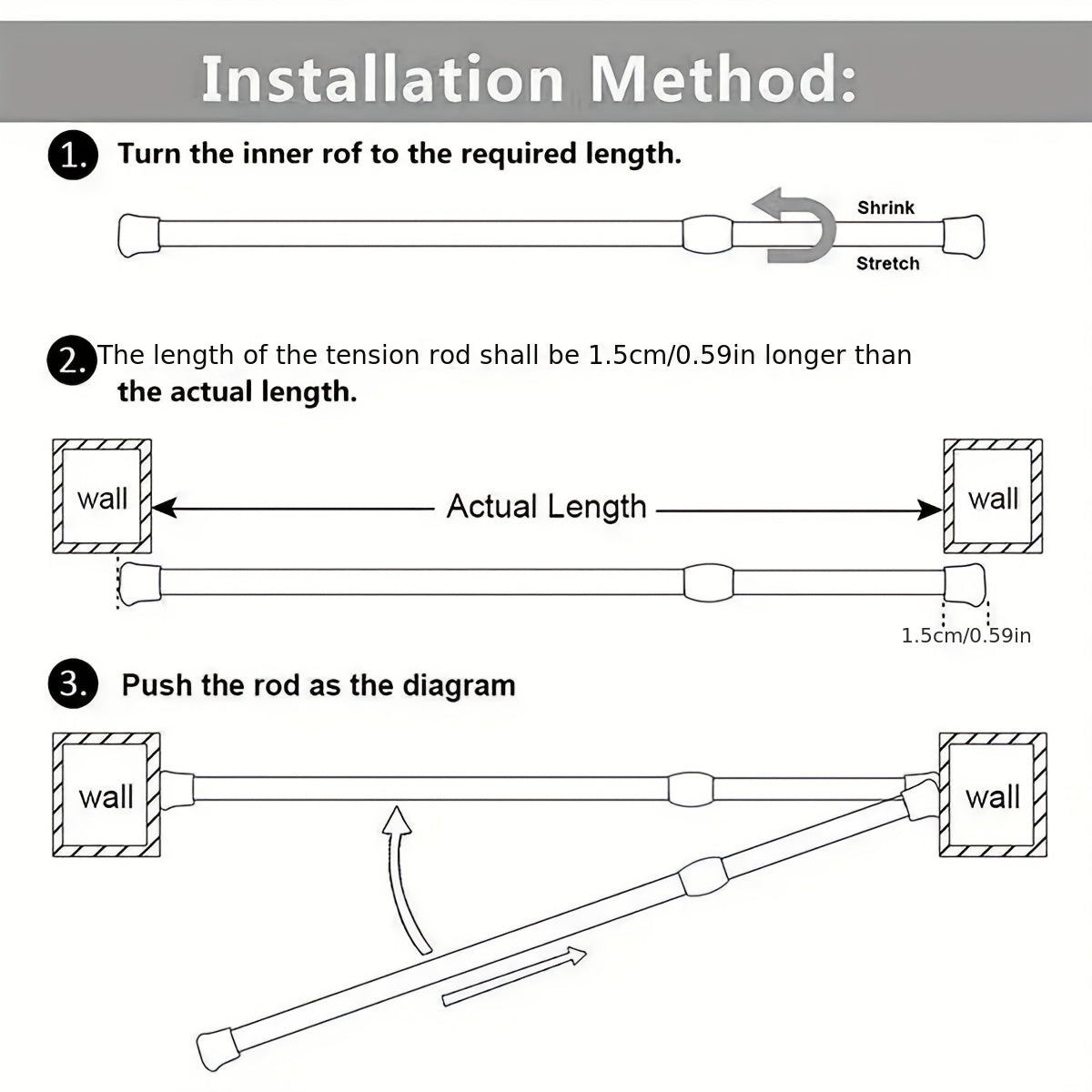 Telescopic Rod for Curtains Windows Wardrobe Clothes Drying Adjustable Support