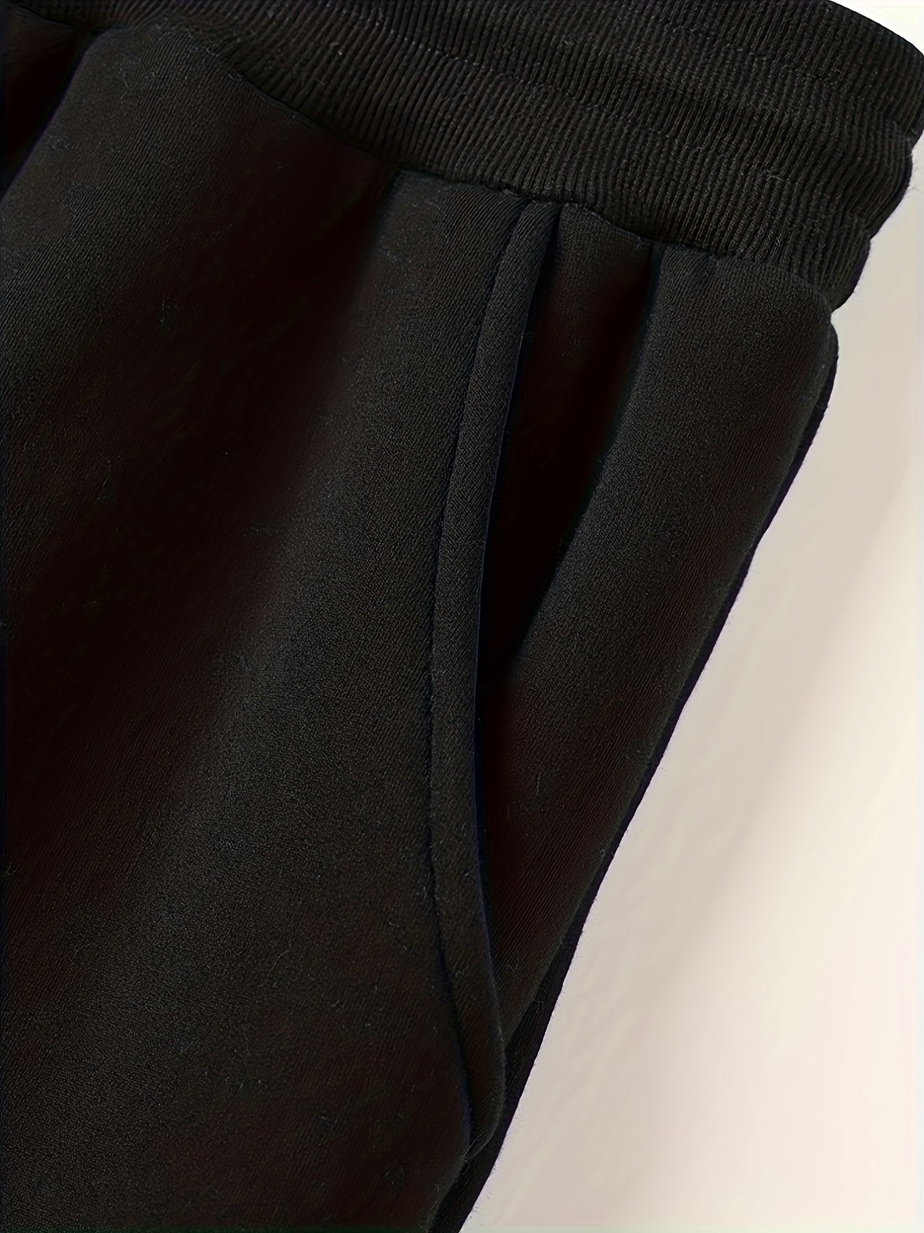 Erkaklar uchun kuz/qish fleytsli tasodifiy sport shimlari - Keng kesim, bir rangda, tortma bel, cho'ntaklar, KATTA O'LCHAM