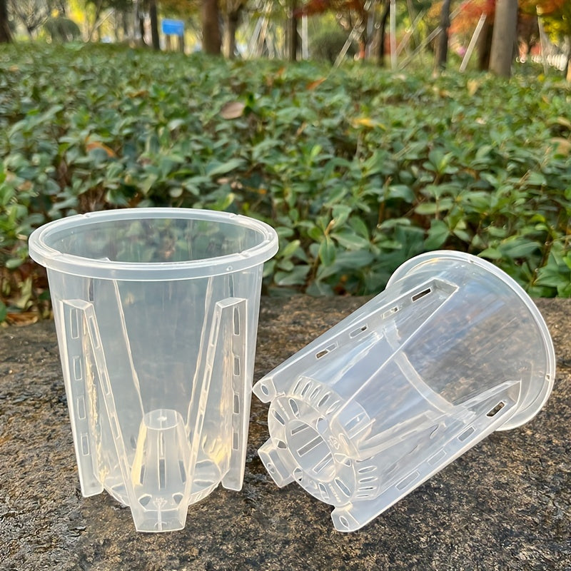 Set of 5 Round Plastic Orchid Pots with Drainage Holes for Indoor Outdoor Use