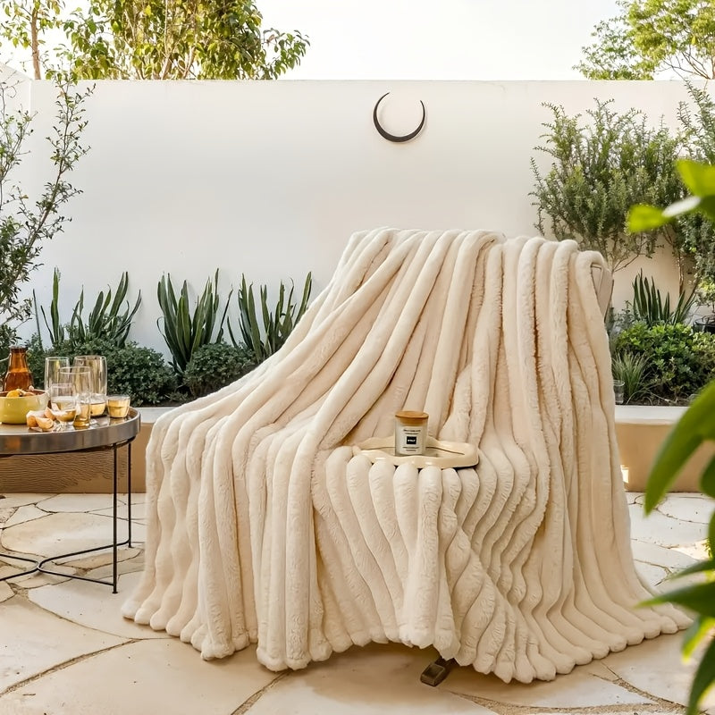 Faux Fur Throw Blanket Double-Sided Soft Warm Plush Couch Bed All-Season