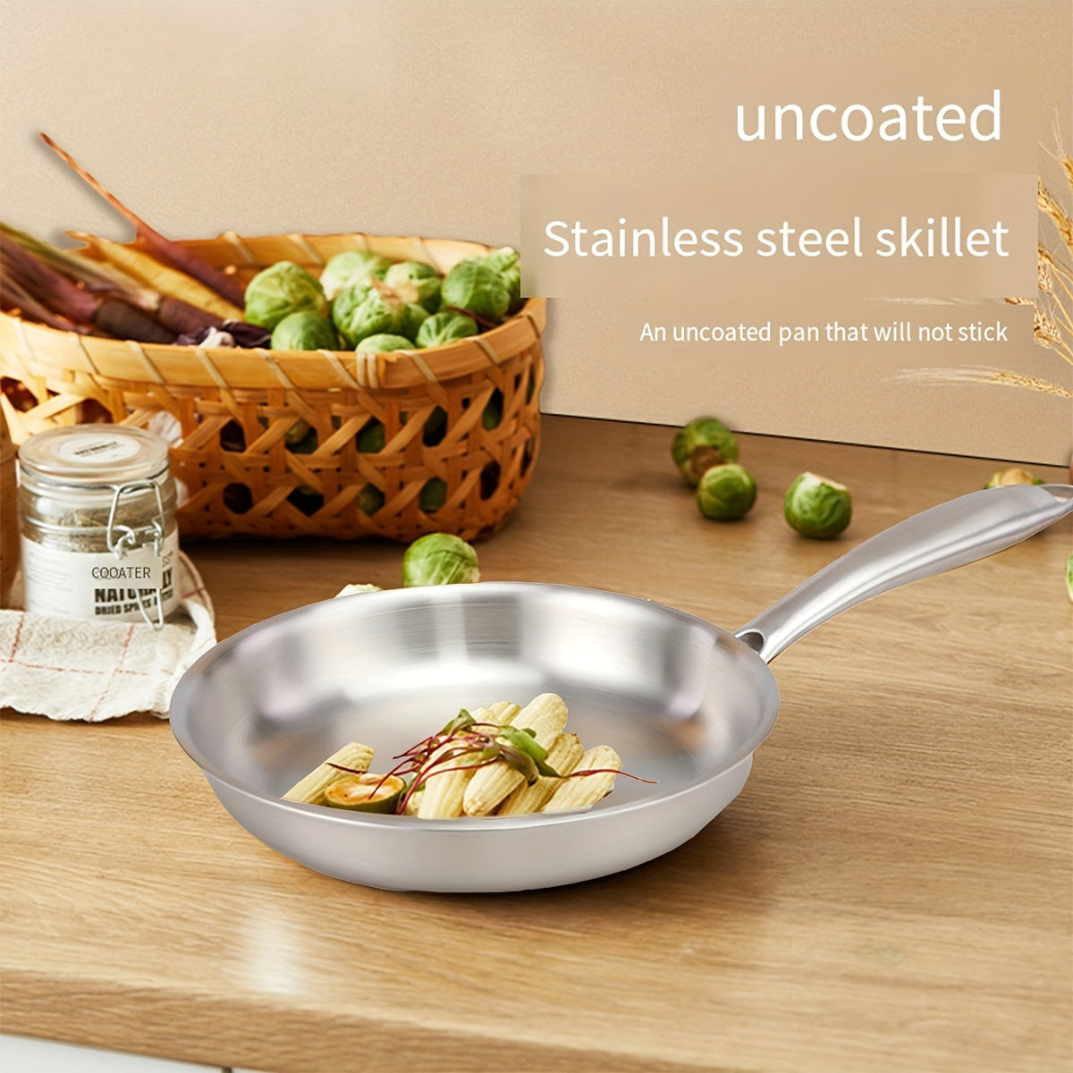 Sartén de acero inoxidable SUS 304 engrosado con acero de tres capas para cocinar filetes