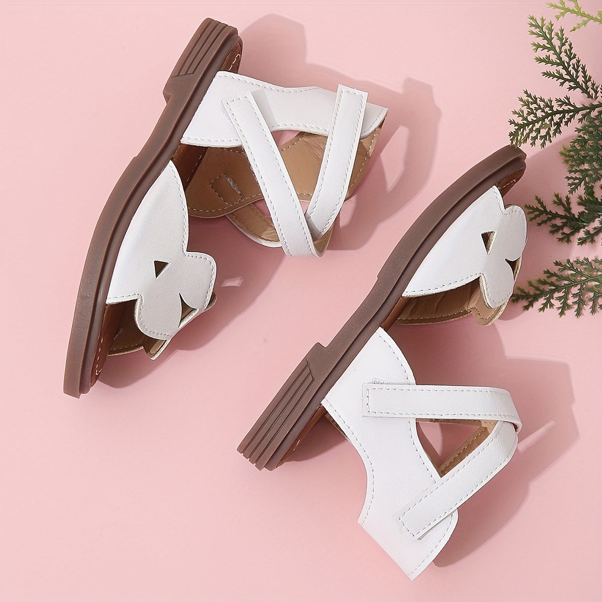 Sandalias florales de plataforma para niñas con tacón bloque de correa en T y suela de goma