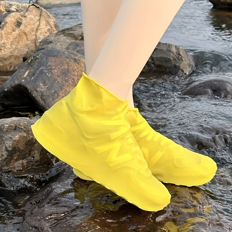 Unisex Waterproof Latex Rain Boots Shoe Covers Reusable Durable Multiple Colors