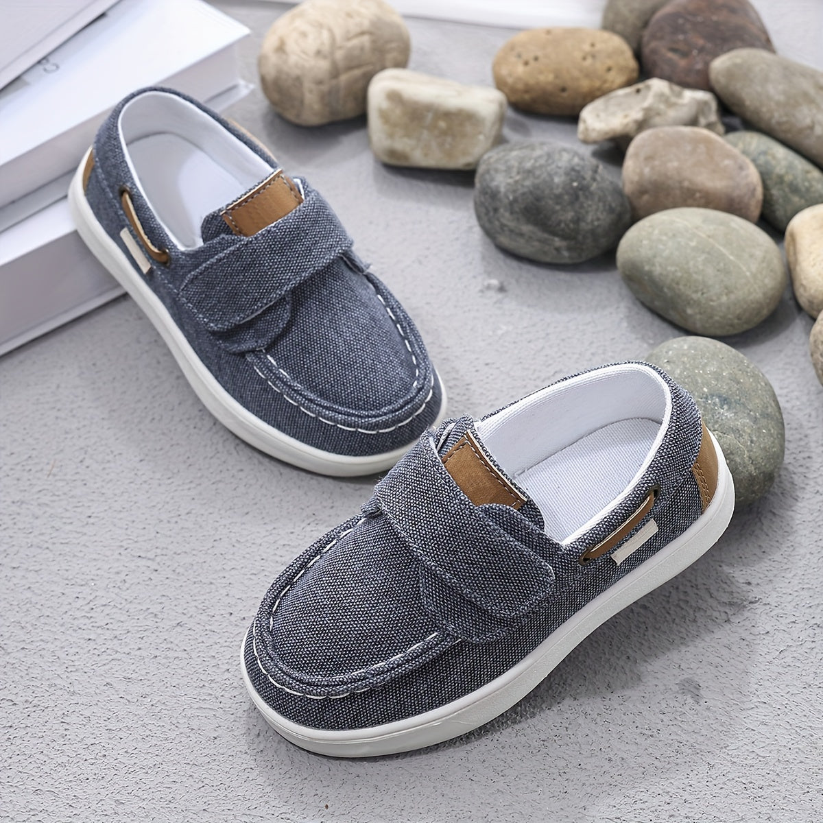 Boys Slip-Resistant Low-Top Loafers Canvas PU Casual All-Season