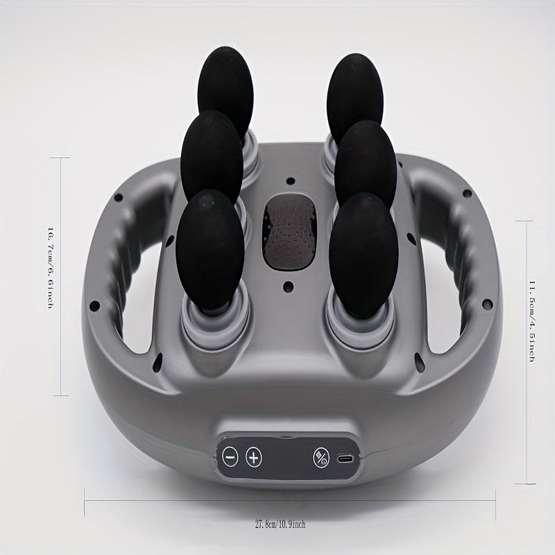 Six-Heads Massage Gun Rechargeable Lithium Battery USB Charging Handheld Therapy Device