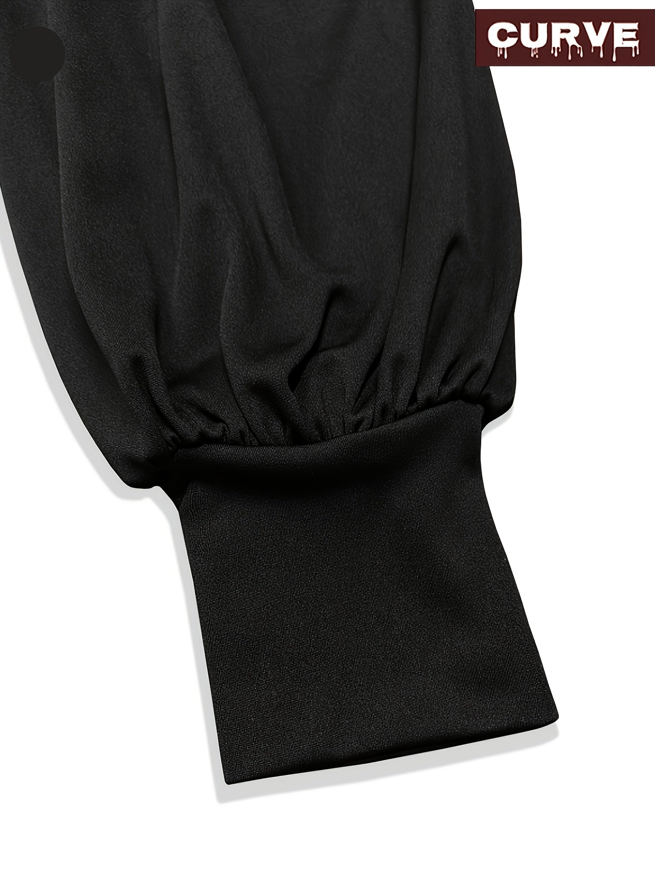 Women's Plus Size Solid Color Lantern Sleeve Casual Dress with Tie Waist