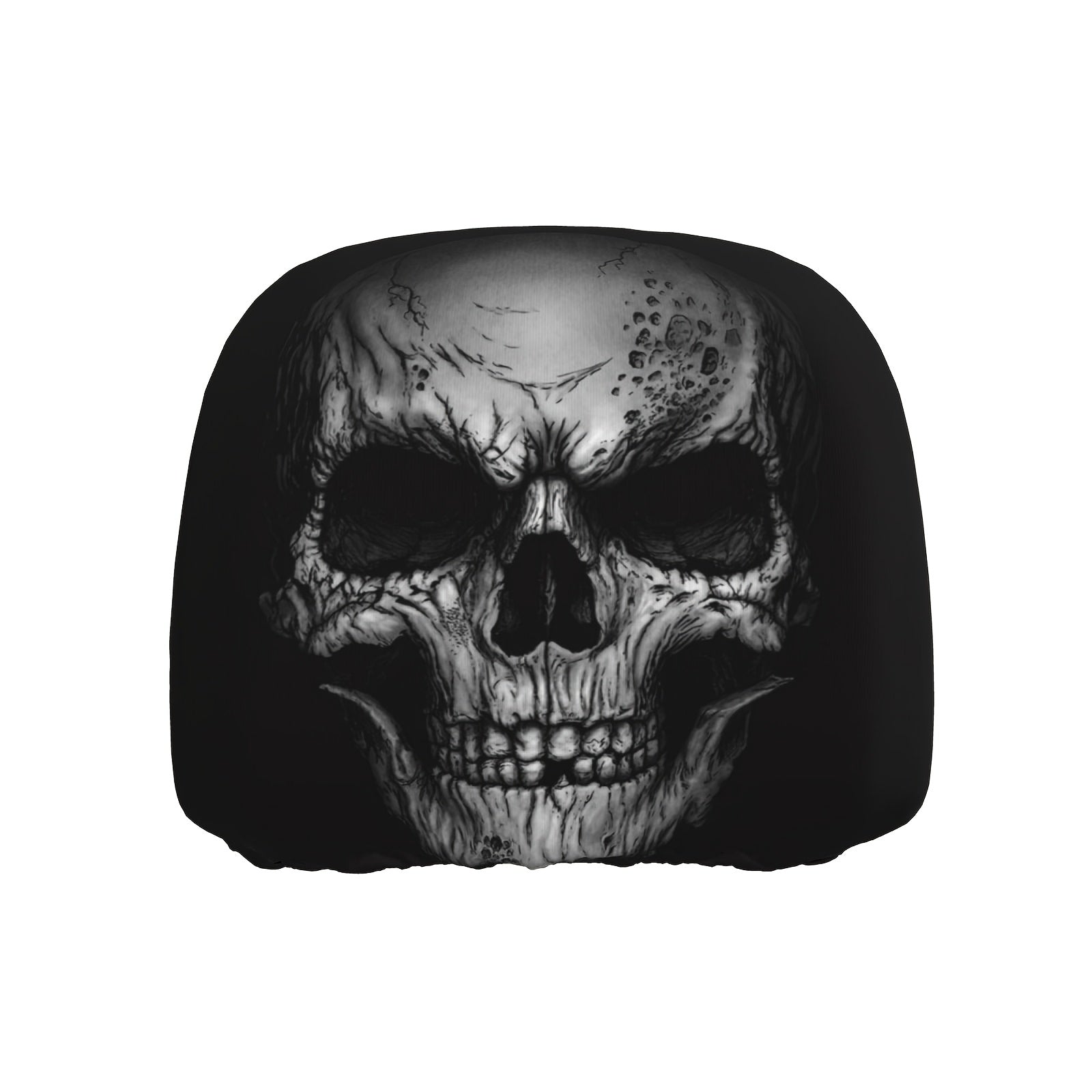 Universal Skull Print Car Seat Headrest Cover Black Stylish Accessory