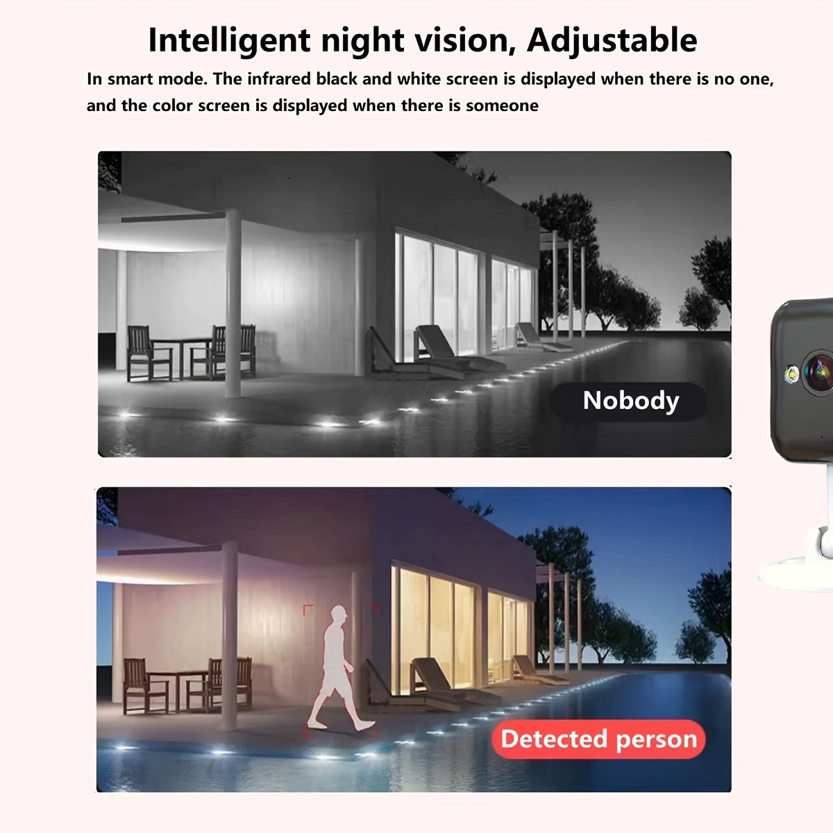 Ulanmagan xavfsizlik kamerası 1080P HD kechqurun ko‘rish ikki tomonlama audio harakatni aniqlash smartfon bilan mos keladi
