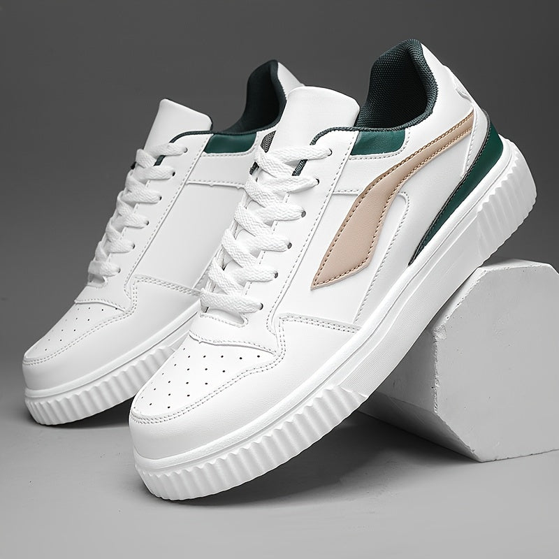 Универсальные белые кроссовки на шнуровке с дышащей сетчатой подкладкой, прочным верхом из ПУ и стелькой из ЭВА для всех сезонов.