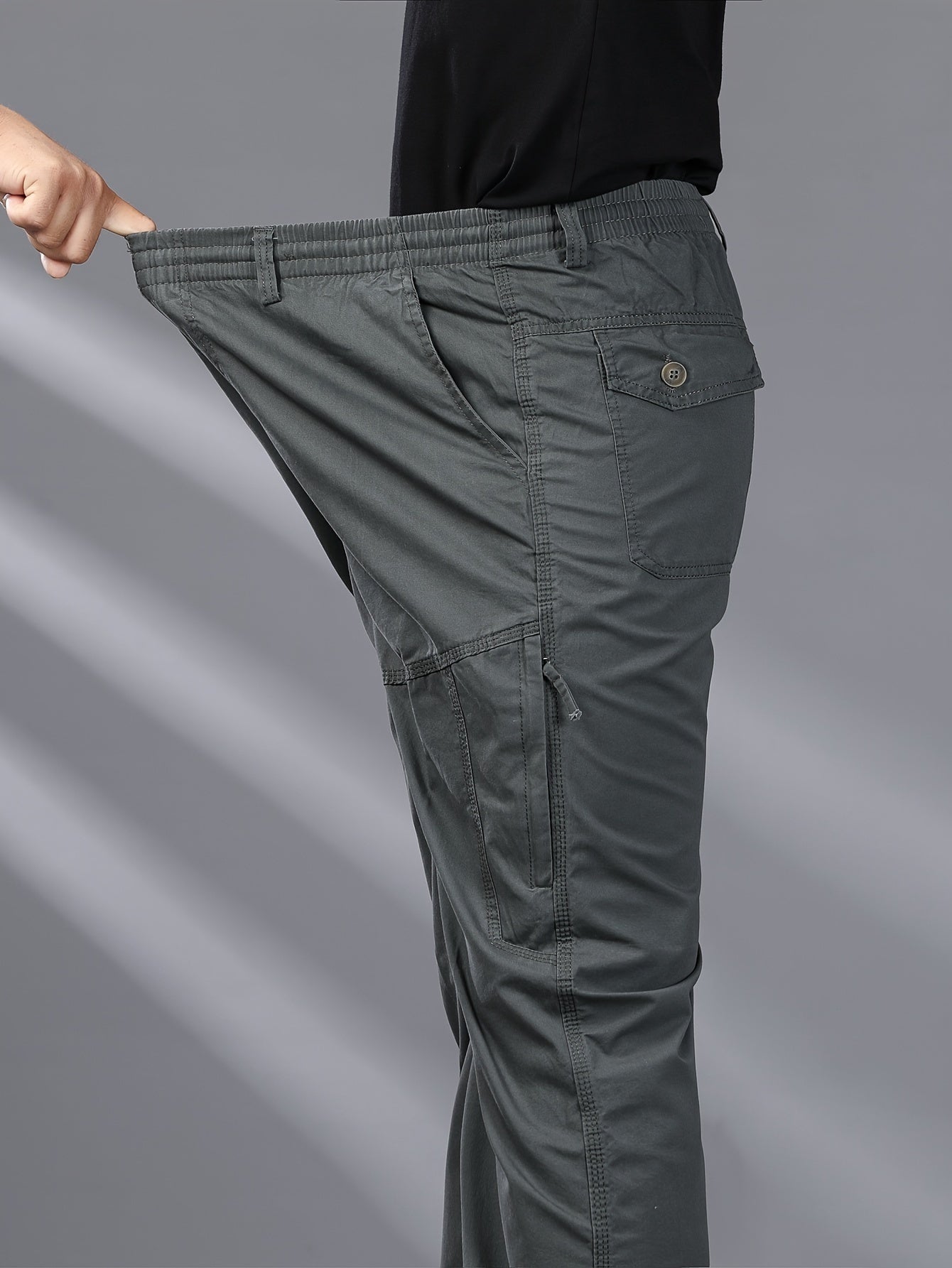 Мужские хлопковые шорты-карго свободного кроя однотонные с шнурком для повседневной носки на улице