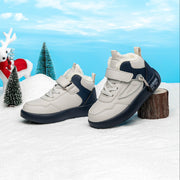 Boys Winter Snow Boots Waterproof Non-Slip Plush Lined High Tops Gray Navy