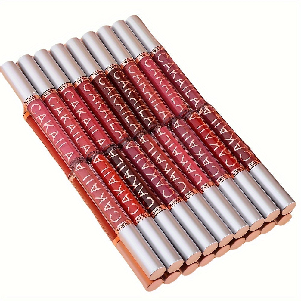 Velvet matte lip tints in 18 colors. Long-lasting, waterproof, non-stick cup lip glaze.