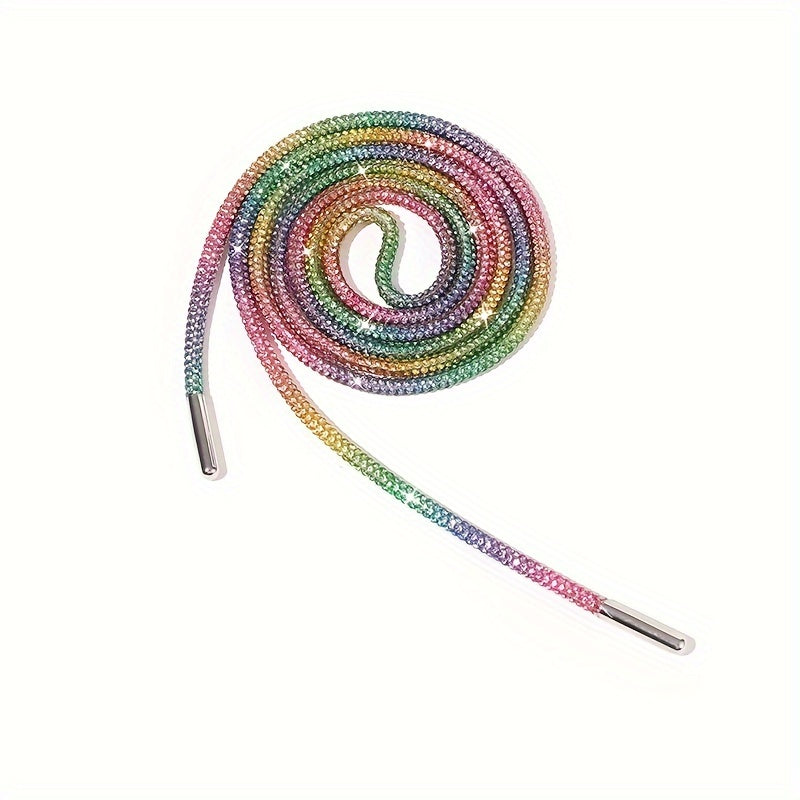 Unisex Rhinestone Shoelaces Solid Color Twist Ribbon DIY Shoe Accessories