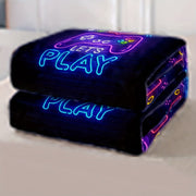 Neon Gamepad Throw Blanket Soft Flannel for Boys Teens Adults Bedding Gift