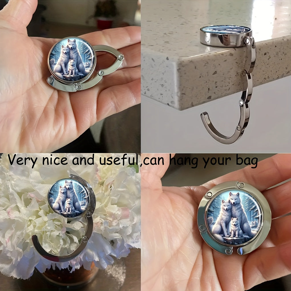Vintage Wolf Design Purse Hook Folding Handbag Hanger for Women