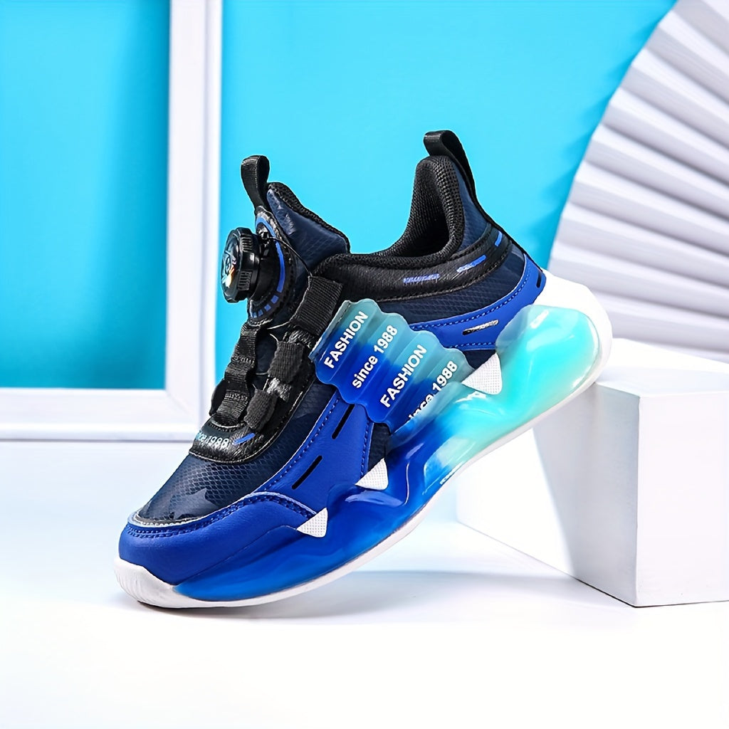 Boys' Ultra-Light Running Shoes with Rotating Buckle Breathable Non-Slip Sole for Outdoor Activities