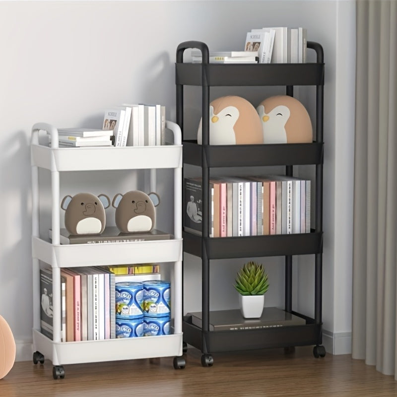 Plastic Storage Cart with Wheels for Kitchen Bathroom Bedroom Multi-Tier Organizer