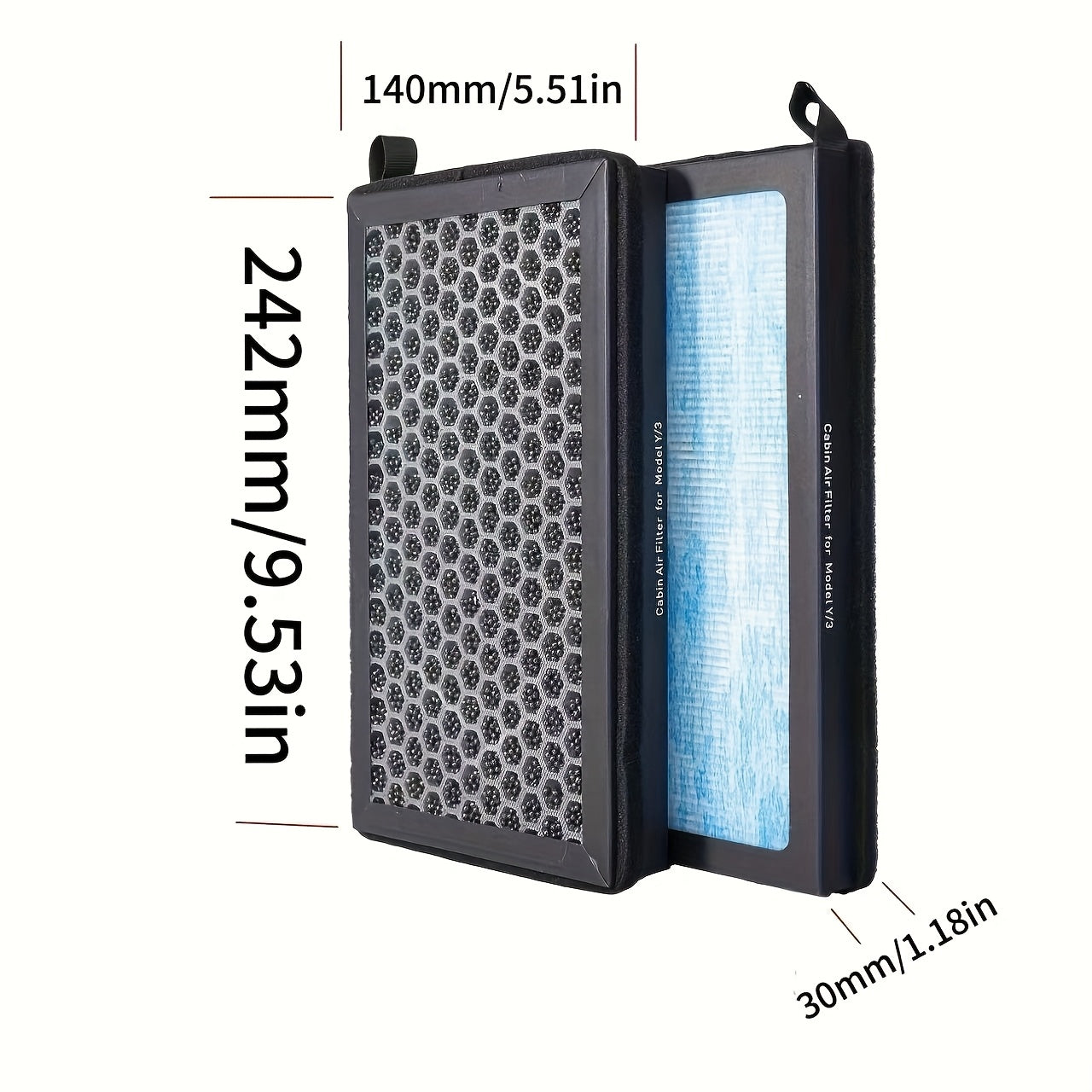 2-Pack HEPA Air Filter with Activated Carbon for Tesla Model 3 and Y