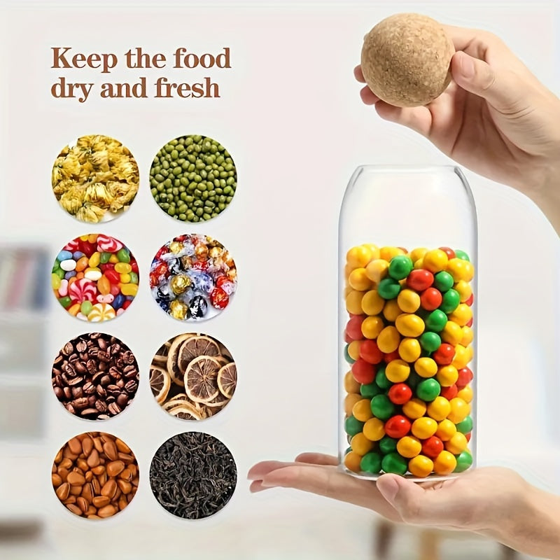 Glass Kitchen Storage Jars with Cork Lids for Coffee Tea Spices