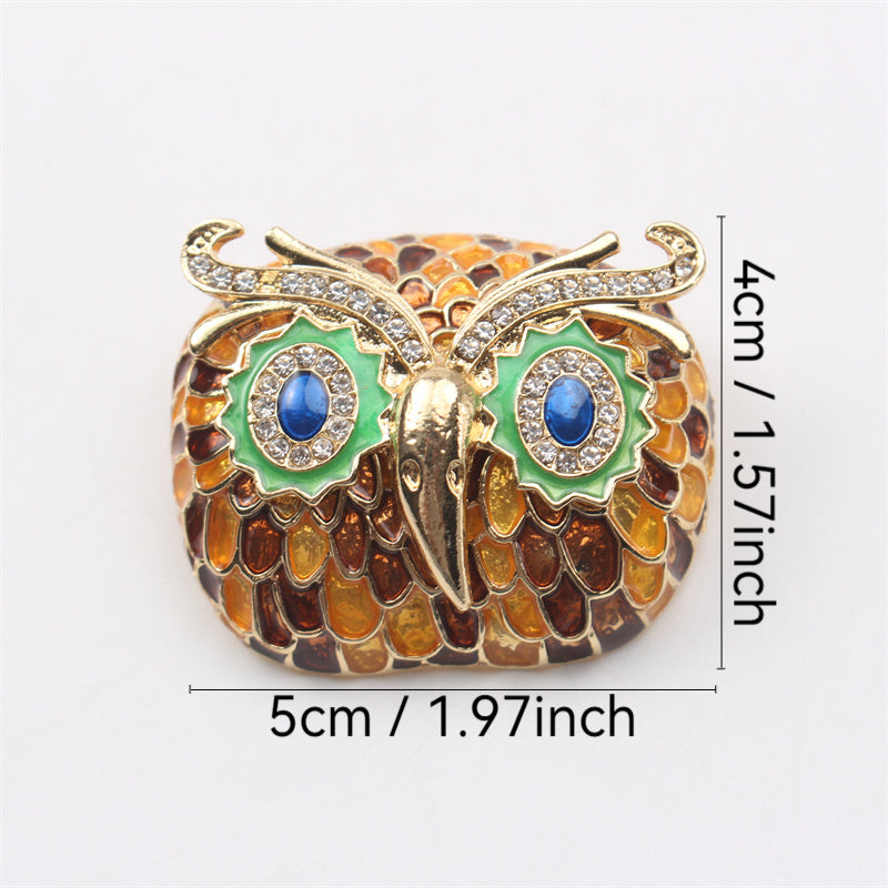 Owl Brooch for Women Enamel Pin with Rhinestone Eyes Stylish Bird Accent Jewelry