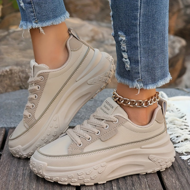 Women's Fashion Sneakers Chunky Platform Low Top Casual Shoes Rubber Sole
