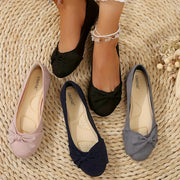 Ayollar uchun tekis poyabzal, Kelebek tugmasi uslubi, charm, qulay, qora